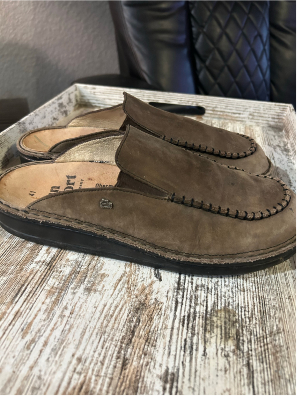 Finn Comfort Brown Leather Mules Size 8